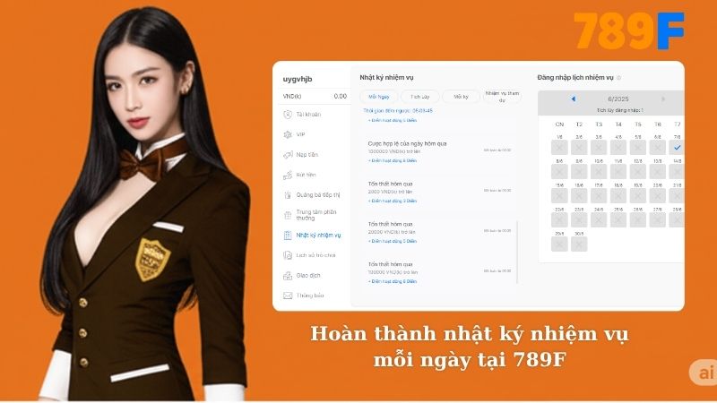 Hoàn thành nhật ký nhiệm vụ mỗi ngày tại 789F